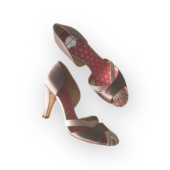 Christian Lacroix ♛ Satin Caged D'Orsay Heels ♛ Bronze Metallic ♛ 37 6.5M 7M ♛ - Picture 15 of 16